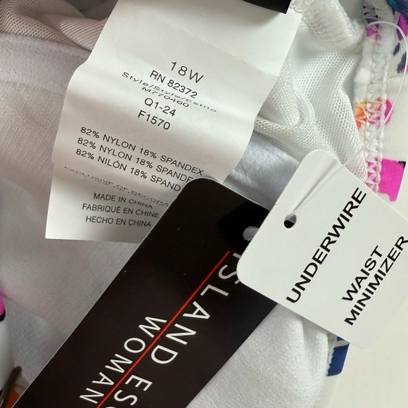 Island Escape Tankini Swimsuit Top 18W White Tropical Floral Full Bust Support - Picture 5 of 9